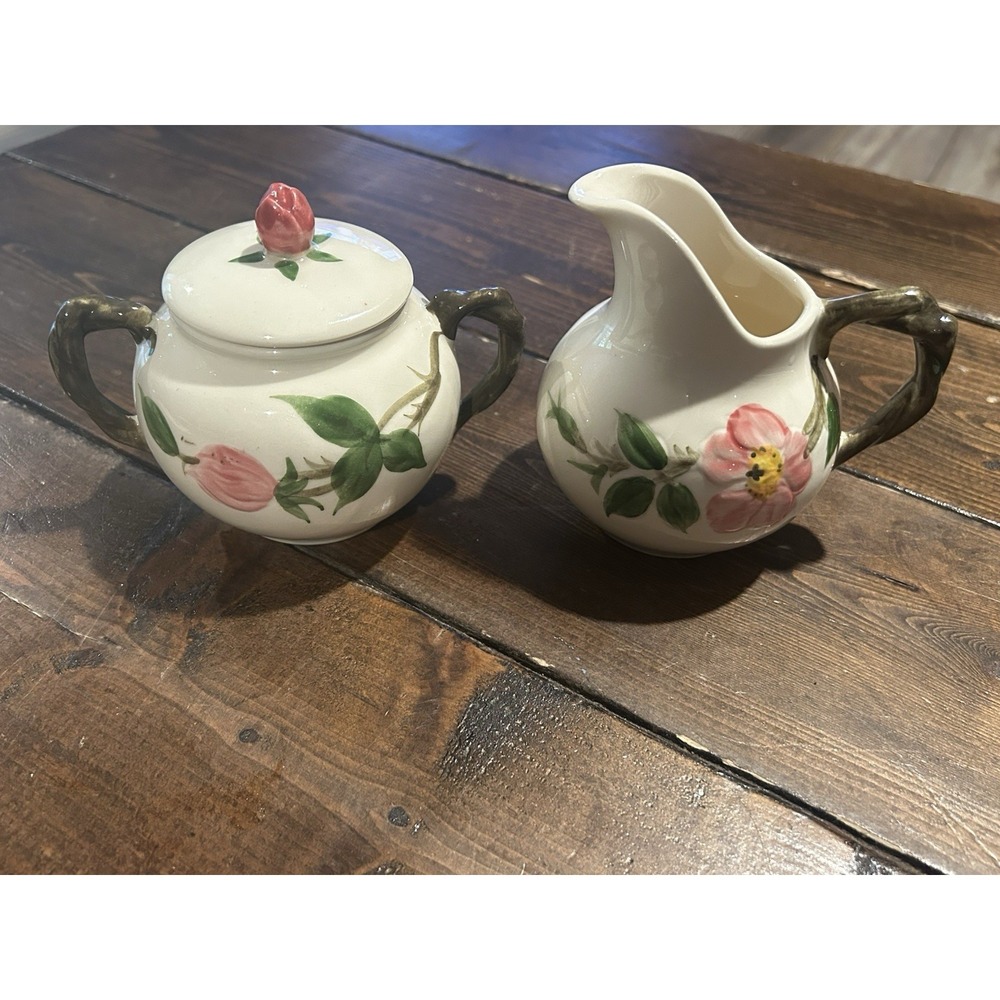 Franciscan Vintage Desert Rose Creamer and Sugar Bowl Set with Lid
